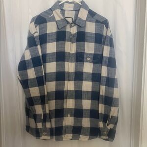 Blue and White Plaid Button-Up Shirt